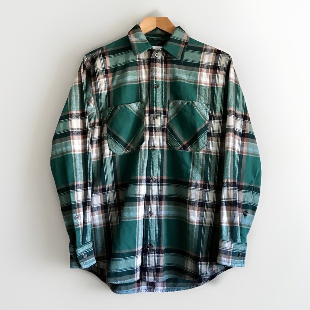Aritzia TNA Heavyweight Oversized Flannel Button Down Shirt Size 2XS Green